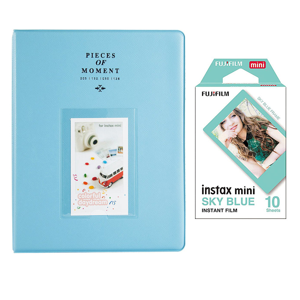 Fujifilm Instax Mini 10X1 sky blue Instant Film With 128-sheet Album for mini film Blue