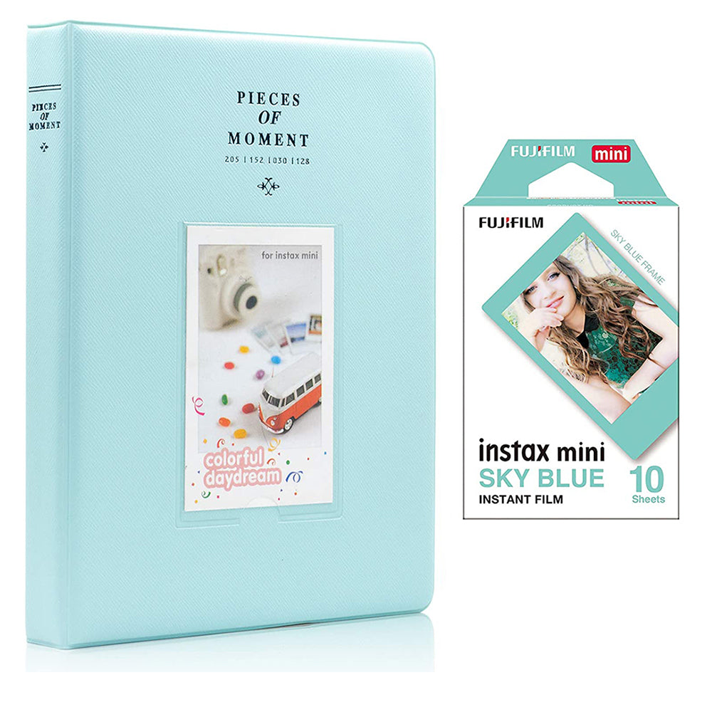 Fujifilm Instax Mini 10X1 sky blue Instant Film With 128-sheet Album for mini film Ice blue