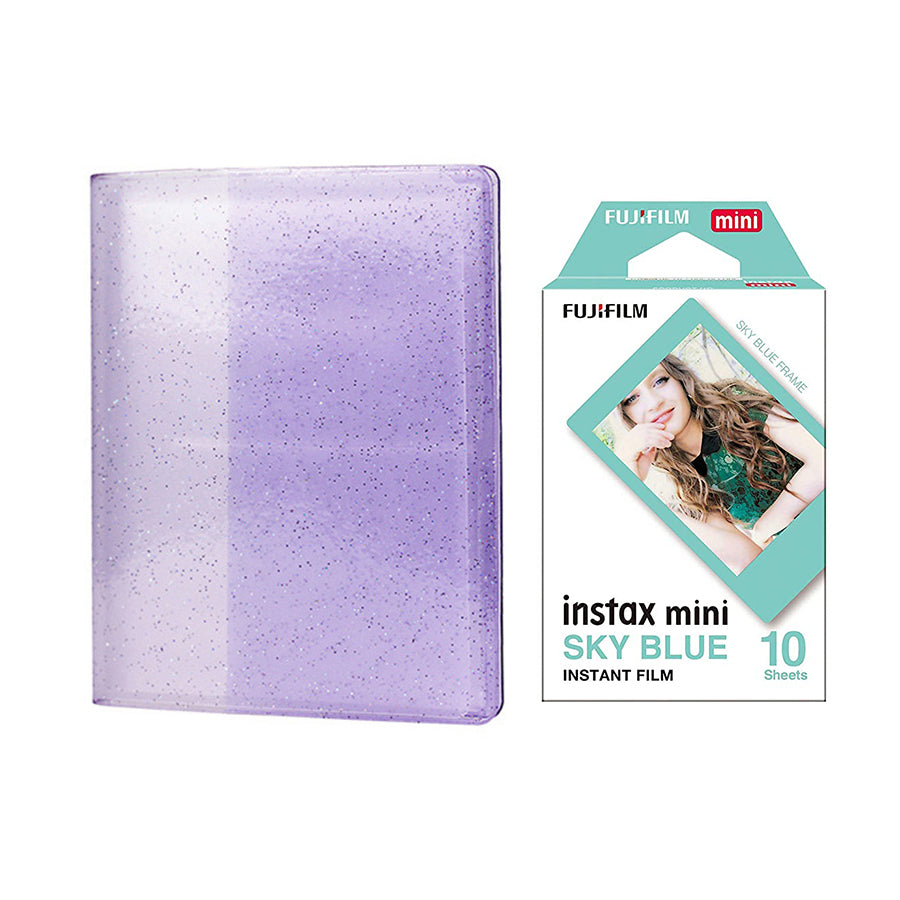 Fujifilm Instax Mini 10X1 sky blue Instant Film with 64-Sheets Album For Mini Film 3 inch Lilac purple