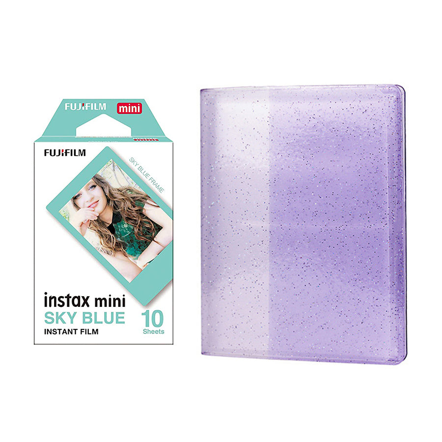 Fujifilm Instax Mini 10X1 sky blue Instant Film with 64-Sheets Album For Mini Film 3 inch Lilac purple