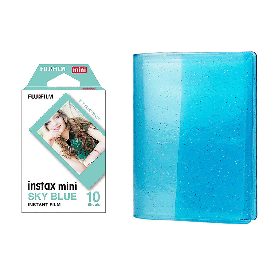 Fujifilm Instax Mini 10X1 sky blue Instant Film with 64-Sheets Album For Mini Film 3 inch Sky blue