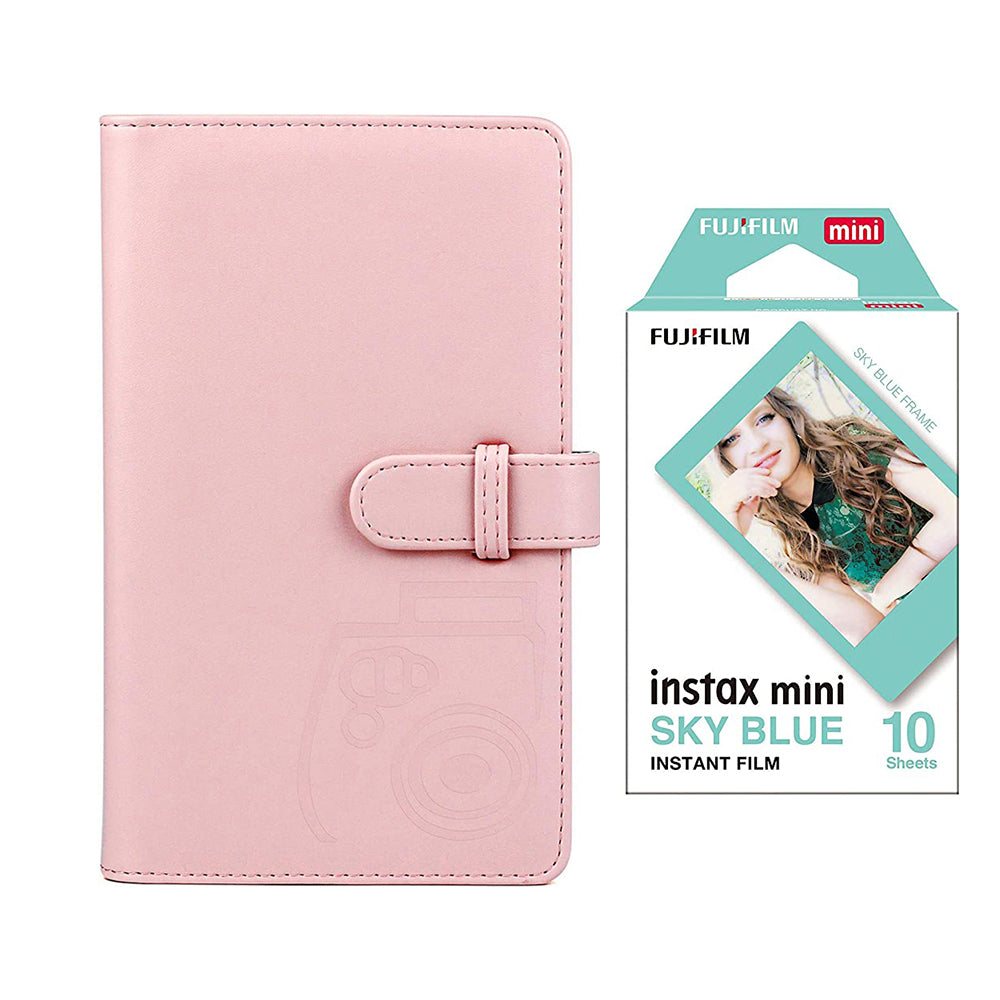 Fujifilm Instax Mini 10X1 sky blue Instant Film with 96-sheet Album for mini film Blush pink