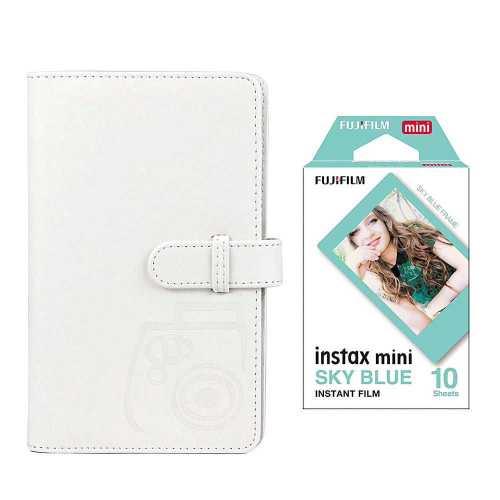 Fujifilm Instax Mini 10X1 sky blue Instant Film with 96-sheet Album for mini film Ice white