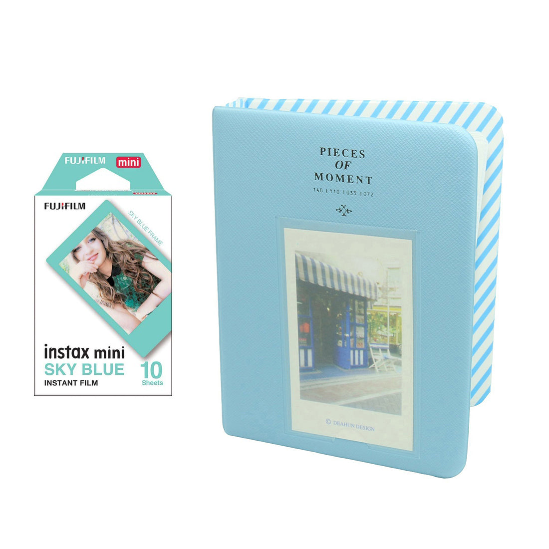 Fujifilm Instax Mini 10X1 sky blue Instant Film with Instax Time Photo Album 64 Sheets Water Blue