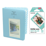 Fujifilm Instax Mini 10X1 sky blue Instant Film with Instax Time Photo Album 64 Sheets Water Blue
