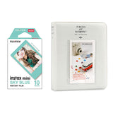 Fujifilm Instax Mini 10X1 sky blue Instant Film with Instax Time Photo Album 64 Sheets Ice white