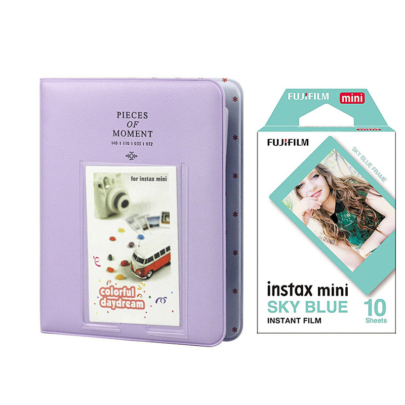 Fujifilm Instax Mini 10X1 sky blue Instant Film with Instax Time Photo Album 64 Sheets Lilac purple