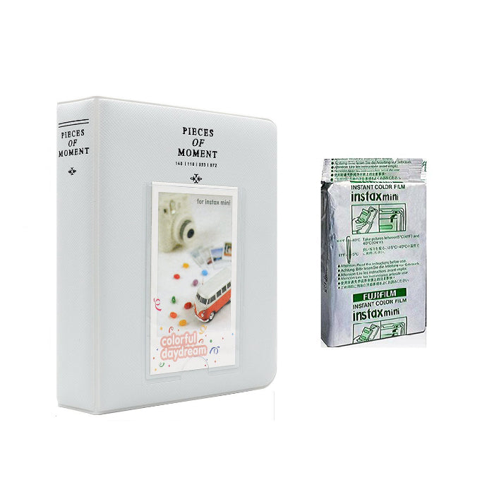 Fujifilm Instax Mini 10X1 stripe Instant Film with Instax Time Photo Album 64 Sheets Pearly white
