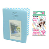 Fujifilm Instax Mini 10X1 stripe Instant Film with Instax Time Photo Album 64 Sheets Water Blue