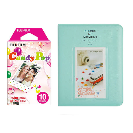 Fujifilm Instax Mini 10X1 candy pop Instant Film with Instax Time Photo Album 64 Sheets Ice blue