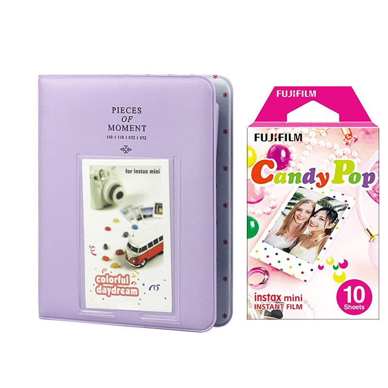 Fujifilm Instax Mini 10X1 candy pop Instant Film with Instax Time Photo Album 64 Sheets Lilac purple