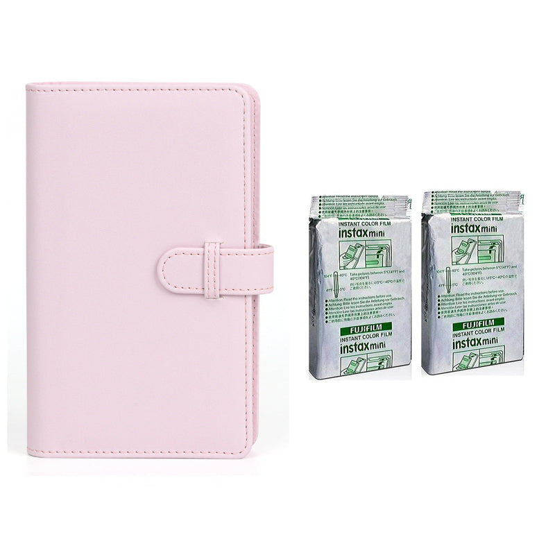 Fujifilm Instax Mini 10X2 Instant Film With 108-Sheets Album For Mini Film (3 inch) Blossom Pink