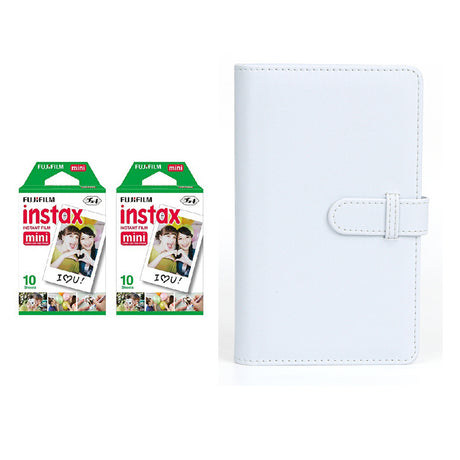 Fujifilm Instax Mini 10X2 Instant Film With 108-Sheets Album For Mini Film (3 inch) Clay White