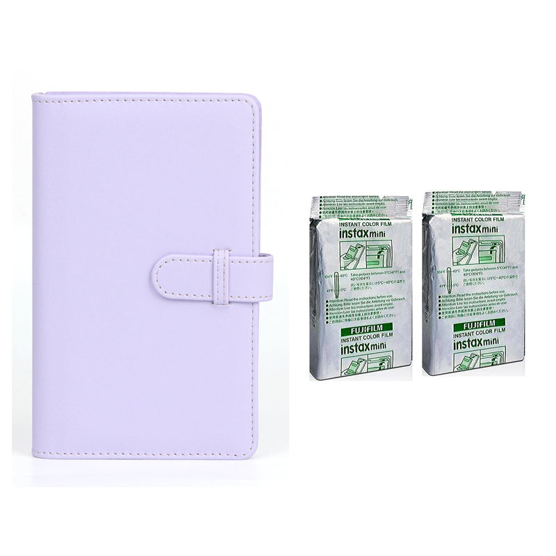 Fujifilm Instax Mini 10X2 Instant Film With 108-Sheets Album For Mini Film (3 inch) Lilac Purple