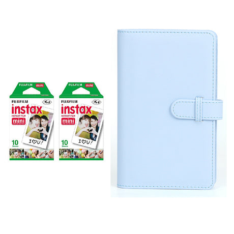 Fujifilm Instax Mini 10X2 Instant Film With 108-Sheets Album For Mini Film (3 inch) Pastel Blue