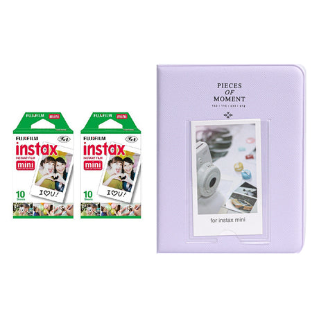 Fujifilm Instax Mini 10X2 Instant Film With 64-Sheets Album For Mini Film (3 inch) Lilac Purple