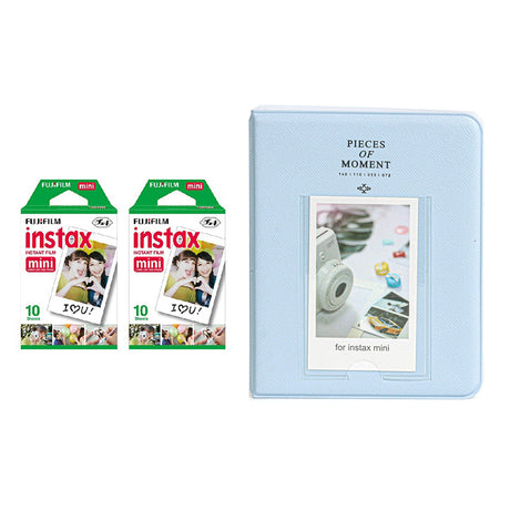 Fujifilm Instax Mini 10X2 Instant Film With 64-Sheets Album For Mini Film (3 inch) Pastel Blue