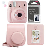Fujifilm Instax Mini 11 Blush Pink Instant Camera Plus Case, Photo Album and Fujifilm Character 10 Films Monochrome