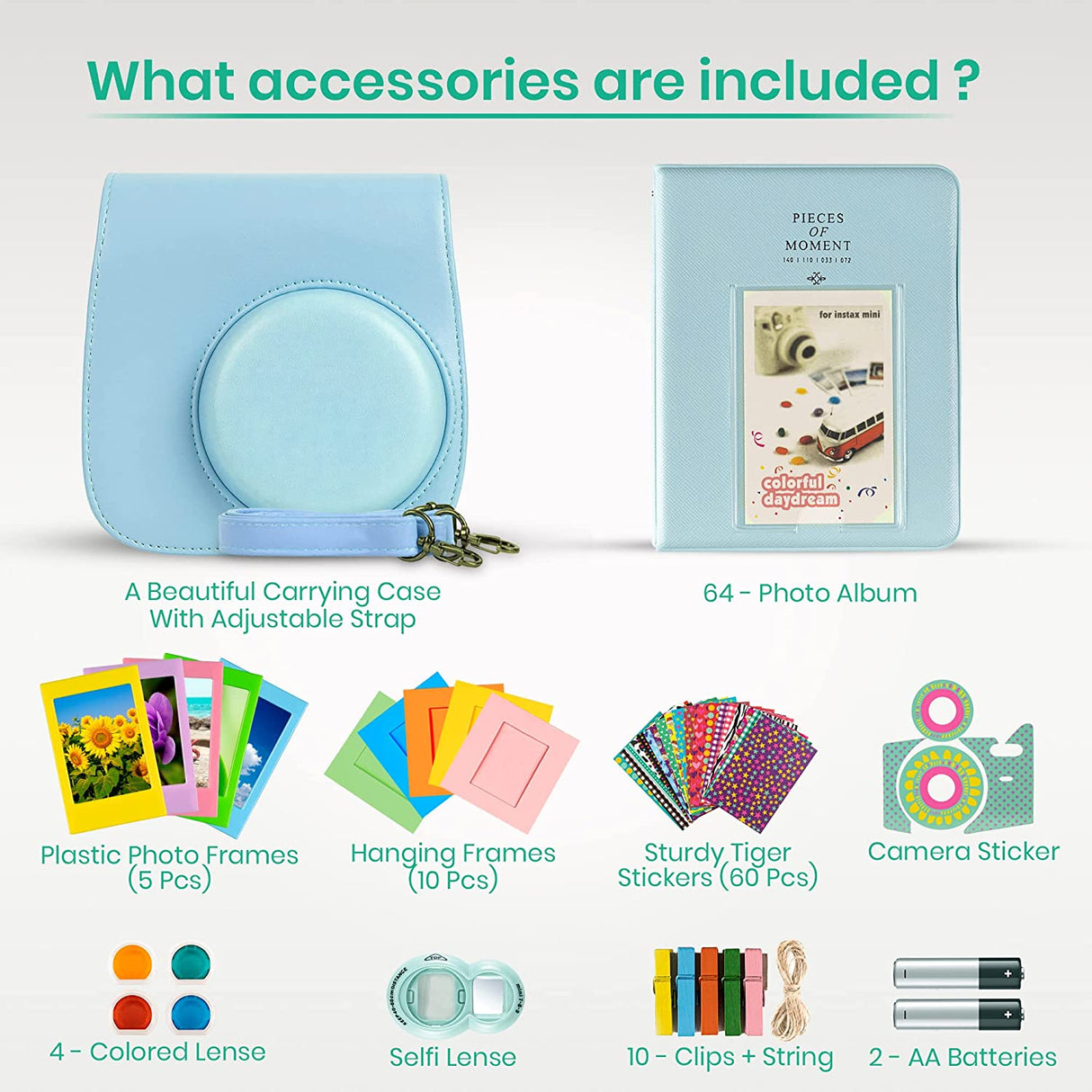 Fujifilm Instax Mini 11 Camera with Fujifilm Instant Mini Film (20 Sheets) Bundle with Deals Number One Accessories Including Carrying Case, Color Filters, Photo Album, Stickers + More