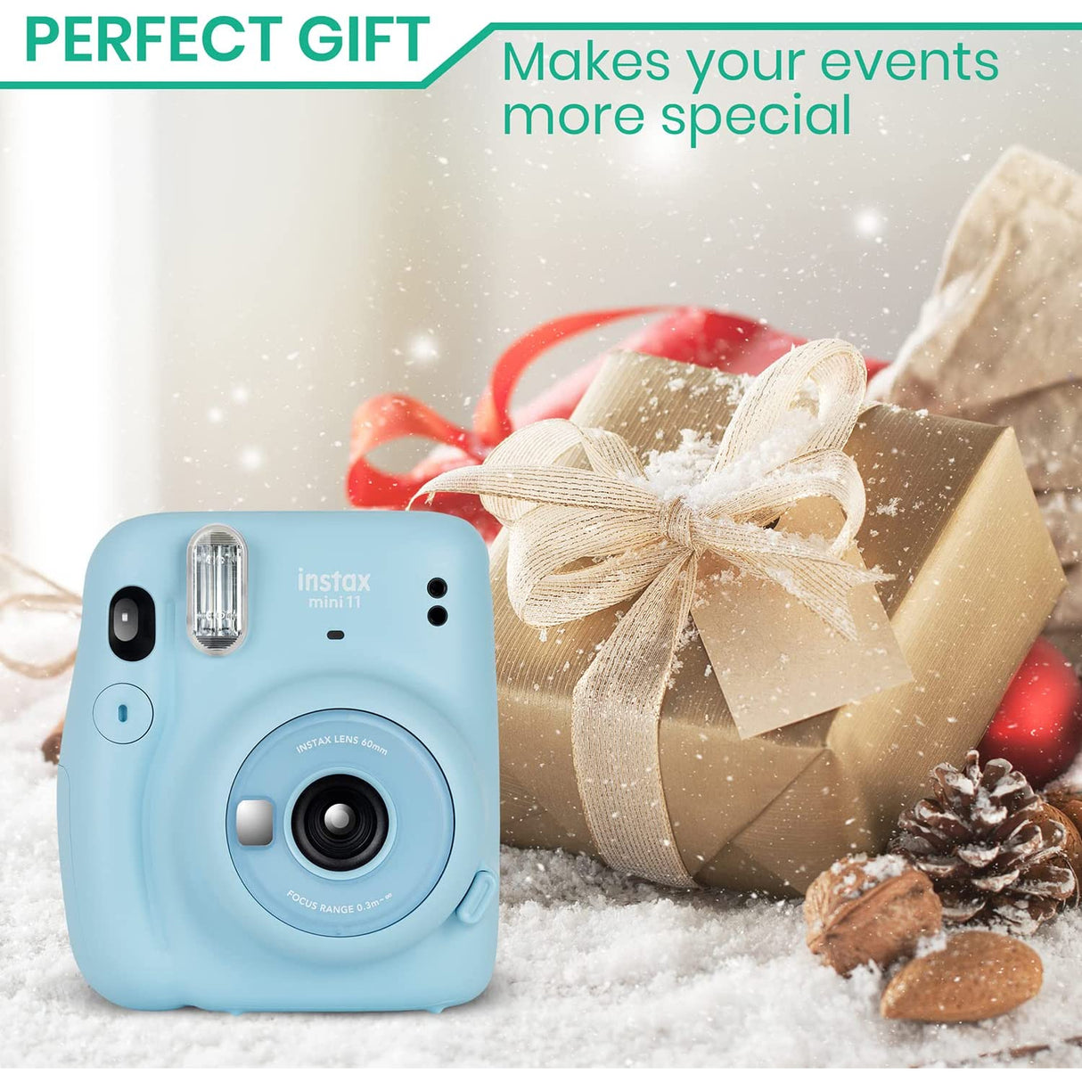Fujifilm Instax Mini 11 Camera with Fujifilm Instant Mini Film (20 Sheets) Bundle with Deals Number One Accessories Including Carrying Case, Color Filters, Photo Album, Stickers + More