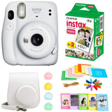 Fujifilm Instax Mini 11 Instant Camera + Instax Mini Twin Pack Film + Hanging Frames + Plastic Frames + Case + Close Up Filters - All Inclusive Bundle! Ice White