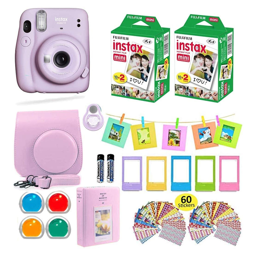 Fujifilm Instax Mini 11 Instant Camera + Carrying Case + Fuji Instax Film(40 Sheets) Accessories Bundle Lilac Purple
