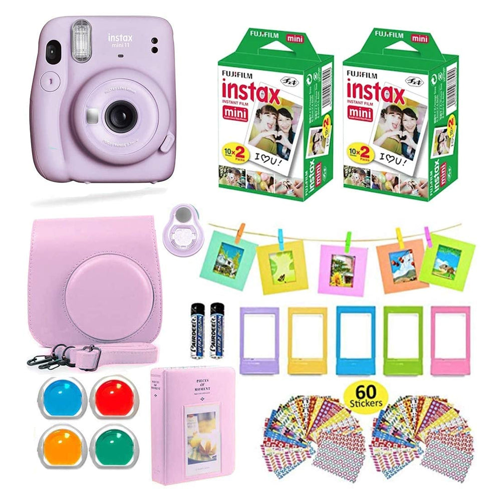 Fujifilm Instax Mini 11 Instant Camera + Carrying Case + Fuji Instax Film(40 Sheets) Accessories Bundle