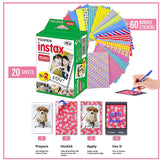 FUJIFILM Instax Mini Film 20 Shots with 60 Sticker Instant Film Roll (Yes 800 ISO Pack of 2)