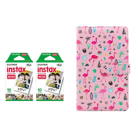 Fujifilm Instax Mini 2 Pack 10 Sheets Instant Film with 96-sheet Album for mini film Flamingo watermelon