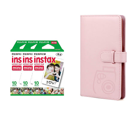 Fujifilm Instax Mini 3 Pack 10 Sheets Instant Film with 96-sheet Album for mini film Blush pink