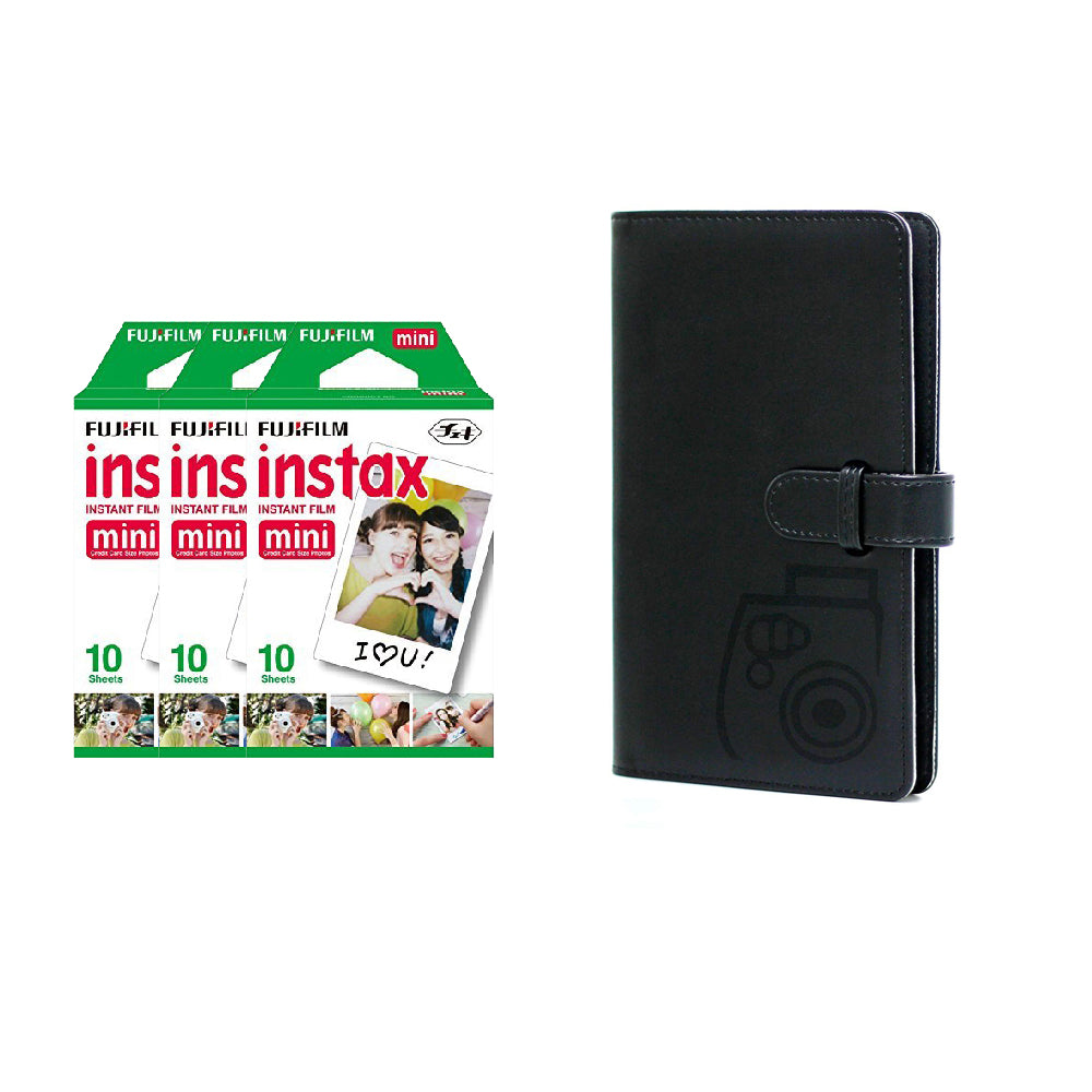 Fujifilm Instax Mini 3 Pack 10 Sheets Instant Film with 96-sheet Album for mini film Charcoal gray