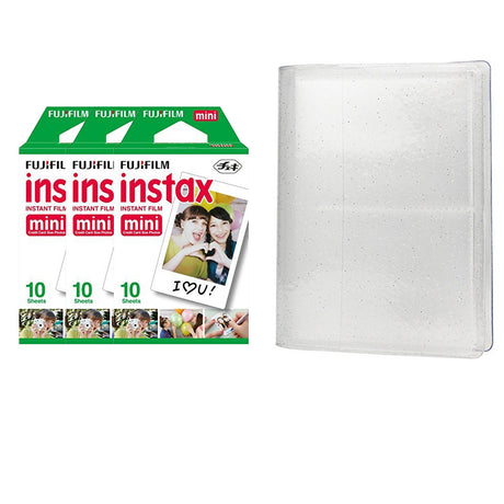 Fujifilm Instax Mini 3 Pack of 10 Sheets Instant Film with 64-Sheets Album For Mini Film 3 inch lce white