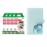 Fujifilm Instax Mini 4 Pack 10 Sheets Instant Film with 96-sheet Album for mini film Ice blue