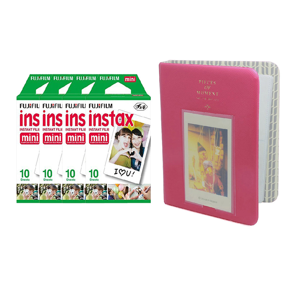 Fujifilm Instax Mini 4 Pack of 10 Sheets Instant Film with Instax Time Photo Album 64-Sheets
