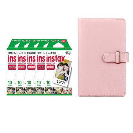 Fujifilm Instax Mini 5 Pack 10 Sheets Instant Film with 96-sheet Album for mini film Blush pink