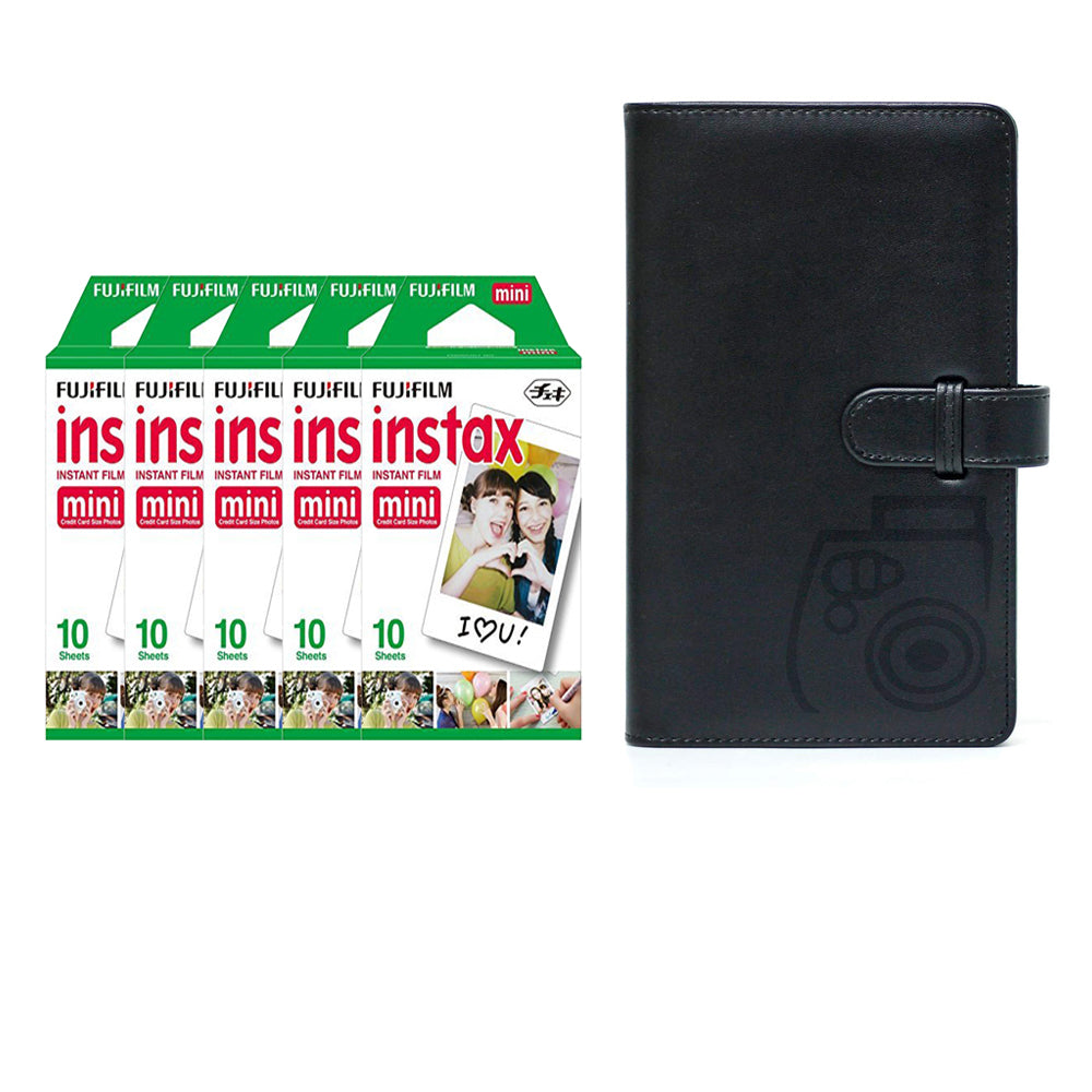 Fujifilm Instax Mini 5 Pack 10 Sheets Instant Film with 96-sheet Album for mini film