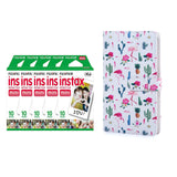 Fujifilm Instax Mini 5 Pack 10 Sheets Instant Film with 96-sheet Album for mini film Flamingo catus