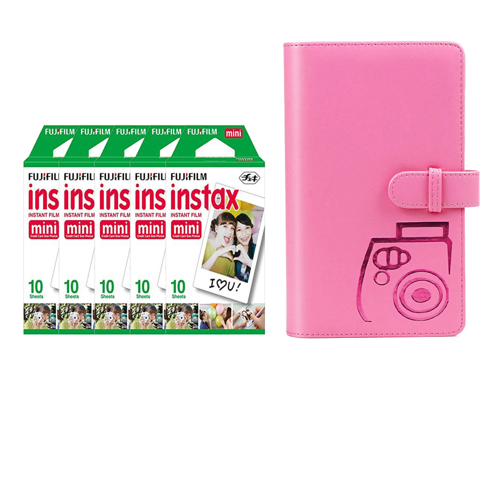 Fujifilm Instax Mini 5 Pack 10 Sheets Instant Film with 96-sheet Album for mini film