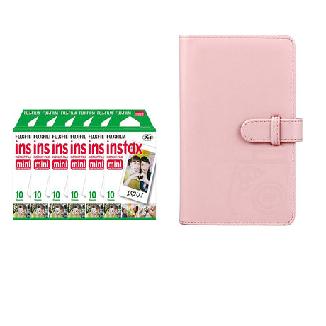 Fujifilm Instax Mini 6 Pack 10 Sheets Instant Film with 96-sheet Album for mini film Blush pink