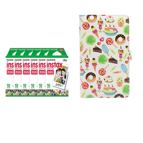 Fujifilm Instax Mini 6 Pack 10 Sheets Instant Film with 96-sheet Album for mini film Dessert
