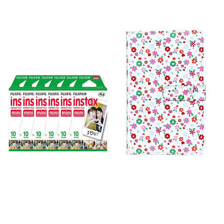 Fujifilm Instax Mini 6 Pack 10 Sheets Instant Film with 96-sheet Album for mini film Flower