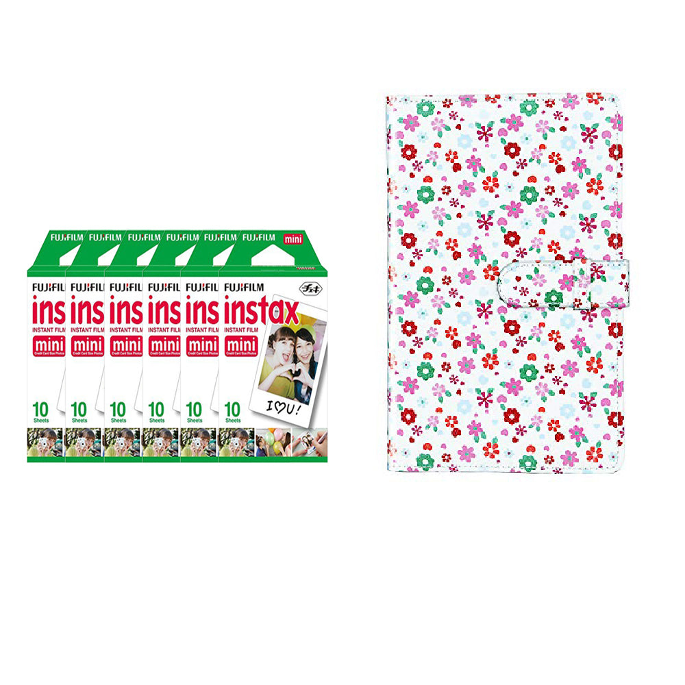 Fujifilm Instax Mini 6 Pack 10 Sheets Instant Film with 96-sheet Album for mini film