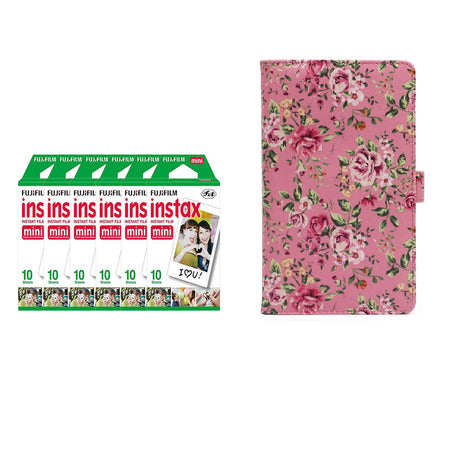 Fujifilm Instax Mini 6 Pack 10 Sheets Instant Film with 96-sheet Album for mini film Pink rose