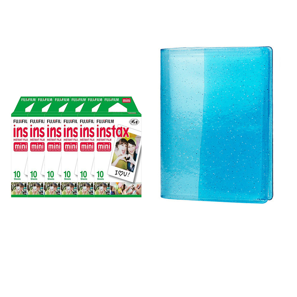 Fujifilm Instax Mini 6 Pack of 10 Sheets Instant Film with 64-Sheets Album For Mini Film 3 inch Sky blue