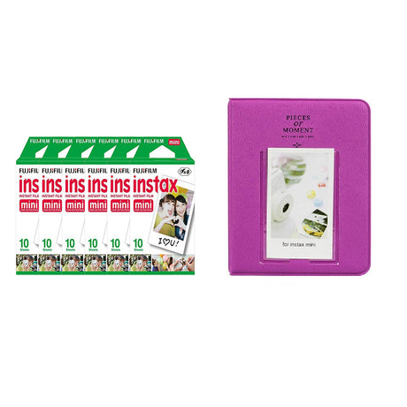 Fujifilm Instax Mini 6 Pack of 10 Sheets Instant Film with Instax Time Photo Album 64-Sheets Grape Purple
