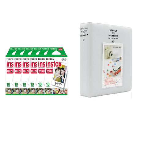 Fujifilm Instax Mini 6 Pack of 10 Sheets Instant Film with Instax Time Photo Album 64-Sheets Pearly White