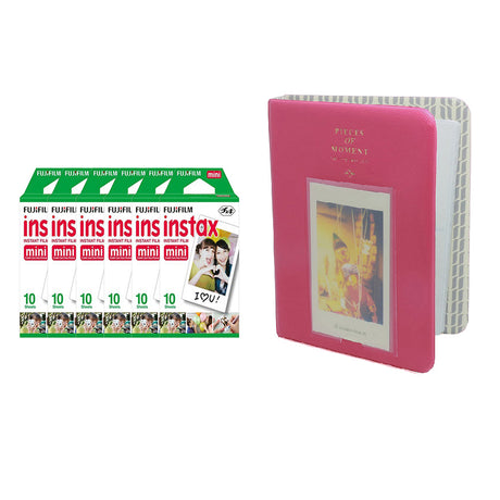 Fujifilm Instax Mini 6 Pack of 10 Sheets Instant Film with Instax Time Photo Album 64-Sheets Rose Red
