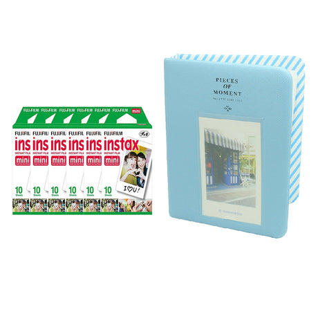Fujifilm Instax Mini 6 Pack of 10 Sheets Instant Film with Instax Time Photo Album 64-Sheets Water Blue