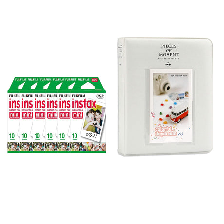 Fujifilm Instax Mini 6 Pack of 10 Sheets Instant Film with Instax Time Photo Album 64-Sheets Ice white