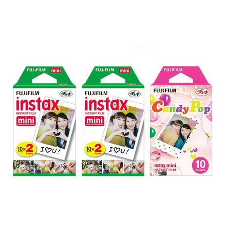 Fujifilm Instax Mini Film 3 Pack Bundle-Twin Pack X 2, Candy PopX1 50 Sheets